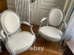 2 Louis 16 Armchairs Very Good And Repainted
