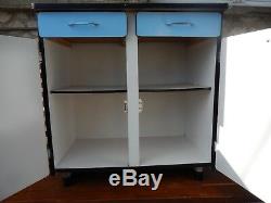 3 Kitchen Cabinets Coordinated Blue 60 Vintage Formica Very Good Condition