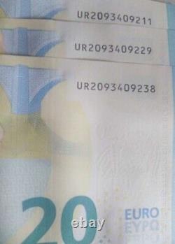 3 bills of 20 euros Consecutive serial numbers Very good condition