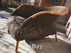 Armchair Relax / Lounge Rotin Osier Braided Year 70 Vintage Very Good Condition