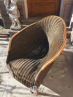 Armchair Relax / Lounge Rotin Osier Braided Year 70 Vintage Very Good Condition