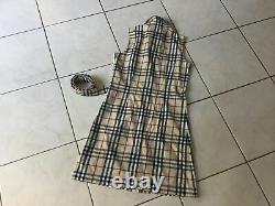 Burberry Belted Dress Size 36 Tartan Beige Very Good Condition
