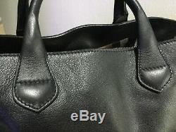 Burberry Black Leather Bag And Fabric Tartan Very Good Condition