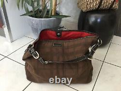 Burberry Slipper Bag Leather And Brown Canvas Very Good Condition