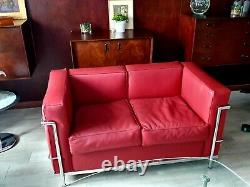 Canape Leather Occasion Red Design Very Good Condition