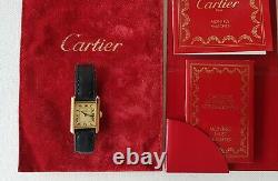 Cartier Must Watch Woman Tank Vermeil Plated Gold And Leather / Very Good Condition