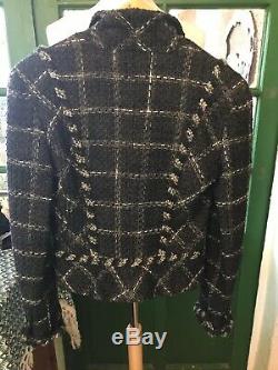 Chanel Tweed Jacket Black And Gray T40 In Very Good Condition