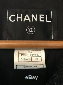 Chanel Tweed Jacket Black And Gray T40 In Very Good Condition