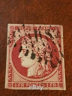Classic Stamps France. Ceres Number 6. 1 Fr Carmine. Obliterate Ds2