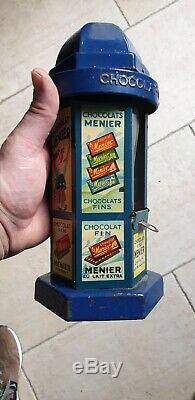 Column Chocolat Menier In Tole Advertising 1920 In Very Good Condition Distributor