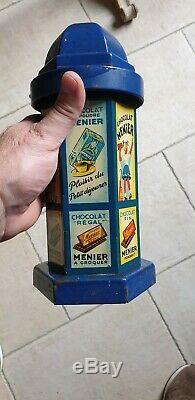 Column Chocolat Menier In Tole Advertising 1920 In Very Good Condition Distributor