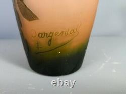 D'argental Vase In Multilayer Glass Floral Decoration Signed Very Good Condition