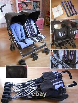 Double Stroller Twins MACLAREN Twin Triumph Brown and Blue in very good condition