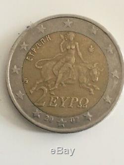 Emergency Very Rare Piece Of 2 Euros Greek Greece 2002 S Finland Very Good State
