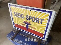 Enamel Plate Ancient Oil Sedo Sport Very Good Condition / Emailchild Enamel Sign