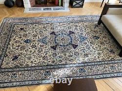 Genuine Nain Persian Hand Made 100% Blue And Beige Wool Very Good Condition
