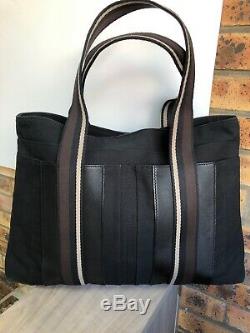Hermes Bag Troca Black Leather And Canvas Black Very Good Condition