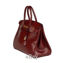 Hermès Birkin 35 Leather Box Bordeaux, Gold Plated Hardware, Very Good Condition