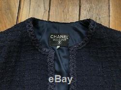 Jacket Chanel 40 Tweed Vintage Navy Blue Very Good State