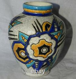 K Superb Vase Art Deco Boch And Freres La Louviere Belgium (very Good Condition)