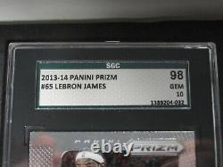 Lebron James 2013-14 Prizm #65 SGC Gem Mint Very Good Condition 10 Heat Panini Rare.