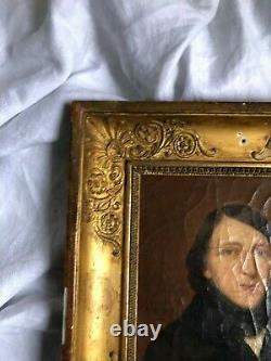 Oil On Canvas Portrait Of Young Male Debut From 19 Eme Very Good Condition