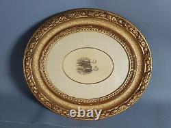 Old Oval Frame Golden Stucco Wood 30x26,5 Leaves 22,4x18,6 CM Very Good Condition