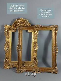 Old Oval Frame Golden Stucco Wood 30x26,5 Leaves 22,4x18,6 CM Very Good Condition