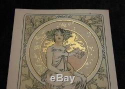 Old Postcard Mucha Art Nouveau Haughty Woman Around 1900 Very Good Condition