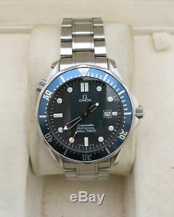 Omega Seamaster Full Size Blue Quartz In Very Good Condition With Box & Paper
