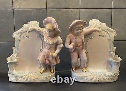 Pair of porcelain menu doors Little boy / little girl very good condition intact