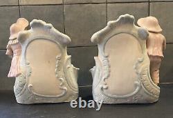 Pair of porcelain menu doors Little boy / little girl very good condition intact