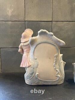 Pair of porcelain menu doors Little boy / little girl very good condition intact