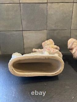 Pair of porcelain menu doors Little boy / little girl very good condition intact