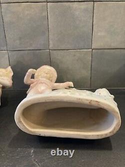 Pair of porcelain menu doors Little boy / little girl very good condition intact