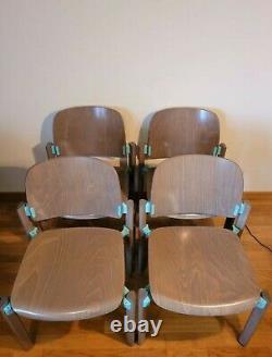 Rare 4 Chairs Empilable Thonet Wood And Aluminium Year 80 In Very Good State
