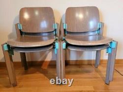 Rare 4 Chairs Empilable Thonet Wood And Aluminium Year 80 In Very Good State