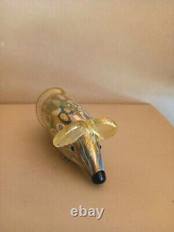 Rare Murano Glass Mouse Millefiori Gold Powder (italy) Very Good Condition
