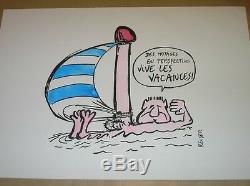 Rare Original Drawing Colors / Long Live Holidays Sign Reiser / Very Good Condition