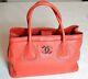 Red Leather Bag Chanel. Leather Tote Bag. Leder Tasche. Very Good Condition