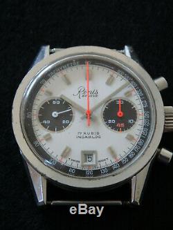 Renis Chronograph Watch Vintage Panda, Superb! Valjoux 7734. Very Good Condition