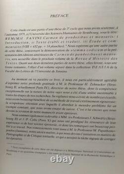 Research on the Carmen de Ponderibus et Mensuris in Very Good Condition