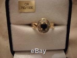 Ring 18k Gold Sapphire And Diamond Very Good Condition Size 54 With Certificate
