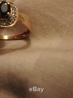 Ring 18k Gold Sapphire And Diamond Very Good Condition Size 54 With Certificate