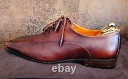 SANTONI Handmade Brown Leather Lace-up Richelieu Derby Shoes Size 7/41 in Very Good Condition