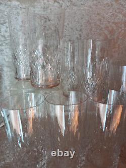 Saint-louis 10 Large Crystal Glasses Signed, Whiskey Or Orangeade Very Good Condition