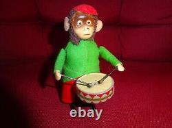 Schuco. Mechanical Monkey Playing Drum, In Very Good Condition