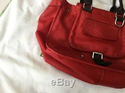 Sublime Tote Bag Longchamp Red Leather, Brown Very Good Condition