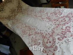 Superb Large Tablecloth Lin 320x170 Lace Venice Very Good Condition P 1,5kg