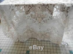 Superb Large Tablecloth Lin 320x170 Lace Venice Very Good Condition P 1,5kg